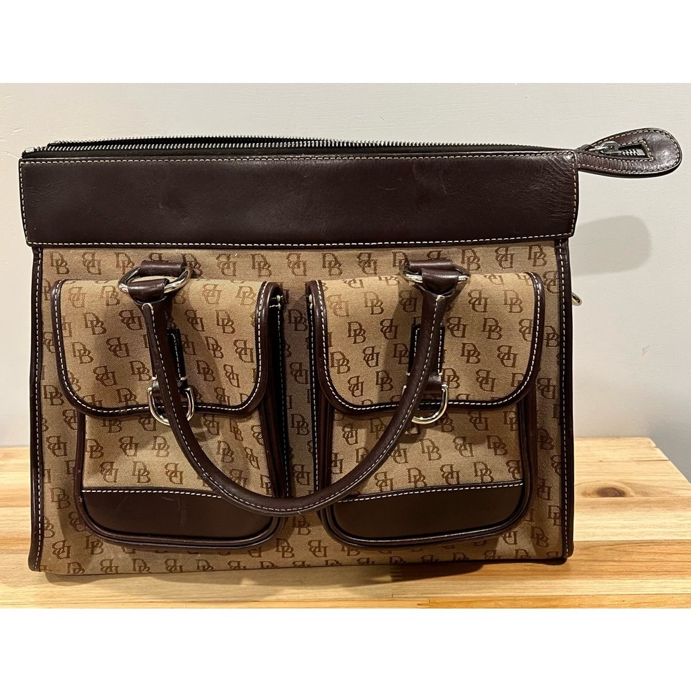 Dooney & Bourke Leather & Fabric Handbag Two Outer Pockets‎